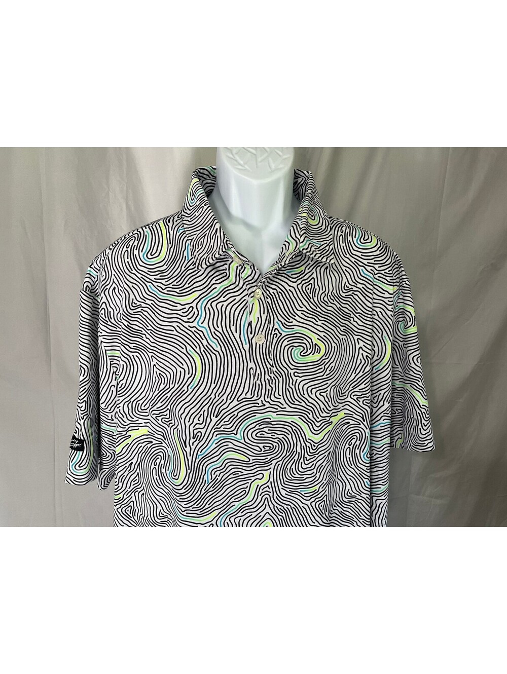 Sunday Swagger Men's White Black Yellow Blue Performance Golf Polo Shirt XXL